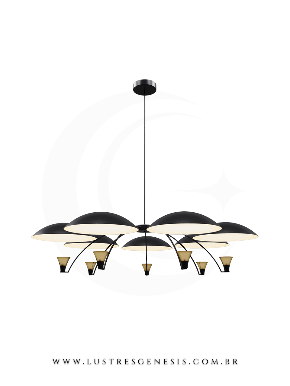 Lustre Moderno de LED Quadrados Sogno Preto para Sala de Jantar, Quartos, Sala de Estar, Escritórios e Apartamentos